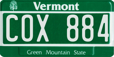 VT license plate COX884