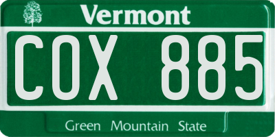 VT license plate COX885