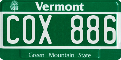 VT license plate COX886