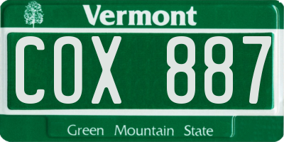 VT license plate COX887