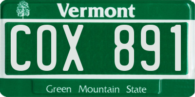 VT license plate COX891