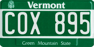 VT license plate COX895