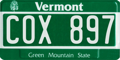 VT license plate COX897