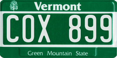 VT license plate COX899