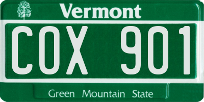 VT license plate COX901