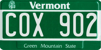 VT license plate COX902
