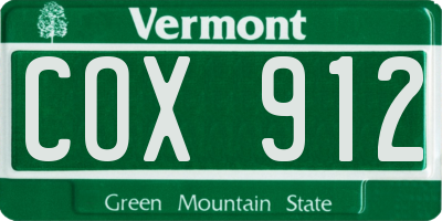 VT license plate COX912