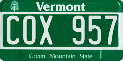 VT license plate COX957