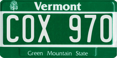 VT license plate COX970