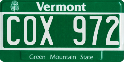VT license plate COX972