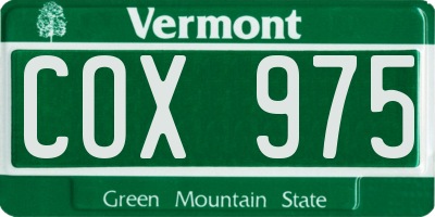 VT license plate COX975