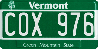 VT license plate COX976
