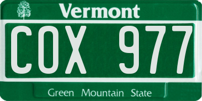 VT license plate COX977