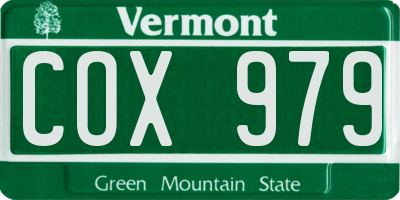 VT license plate COX979