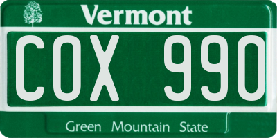 VT license plate COX990
