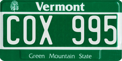 VT license plate COX995