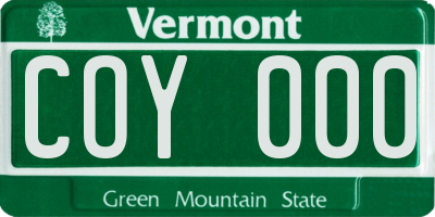 VT license plate COY000
