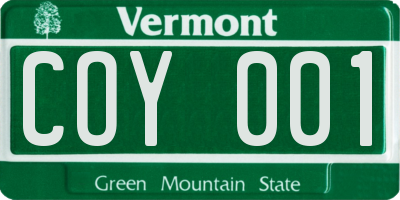 VT license plate COY001