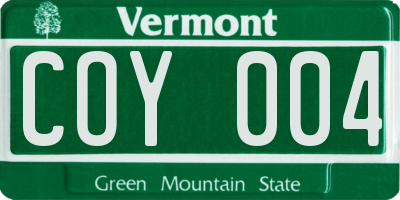 VT license plate COY004