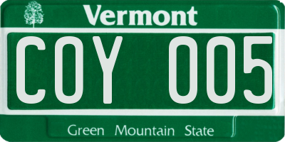 VT license plate COY005