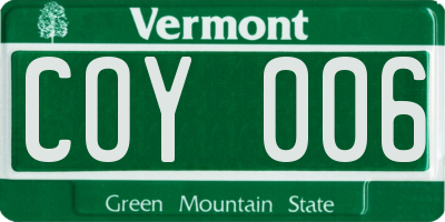 VT license plate COY006