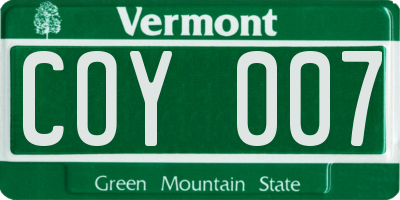 VT license plate COY007