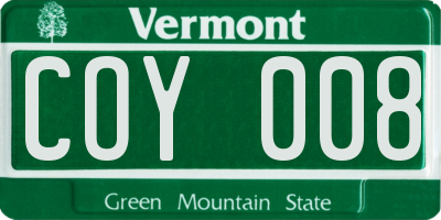 VT license plate COY008