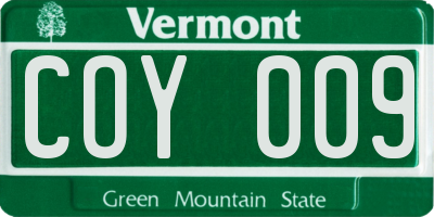 VT license plate COY009