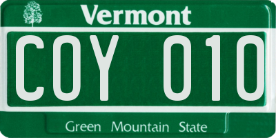 VT license plate COY010