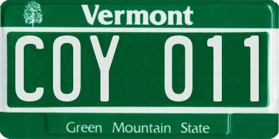 VT license plate COY011