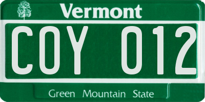VT license plate COY012