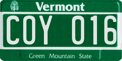 VT license plate COY016