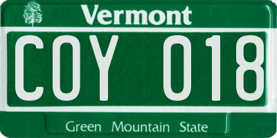 VT license plate COY018