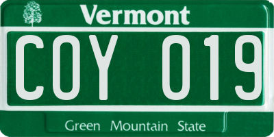 VT license plate COY019