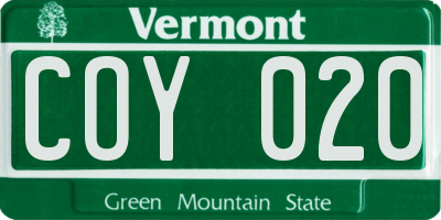 VT license plate COY020