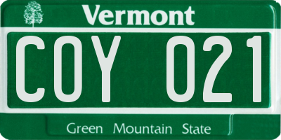 VT license plate COY021