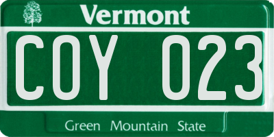 VT license plate COY023