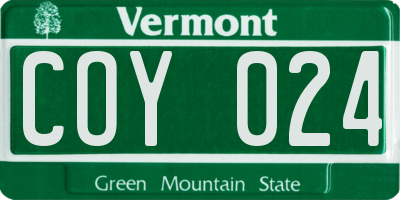 VT license plate COY024