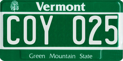 VT license plate COY025
