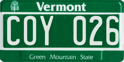 VT license plate COY026