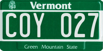 VT license plate COY027