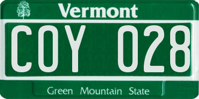 VT license plate COY028