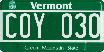 VT license plate COY030