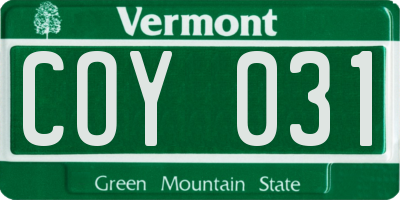 VT license plate COY031