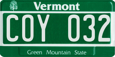 VT license plate COY032