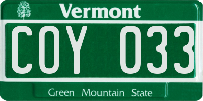 VT license plate COY033