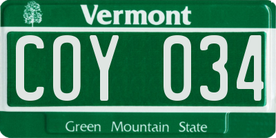 VT license plate COY034