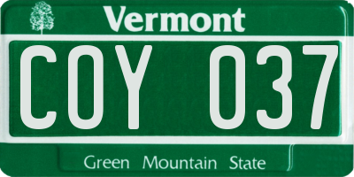VT license plate COY037