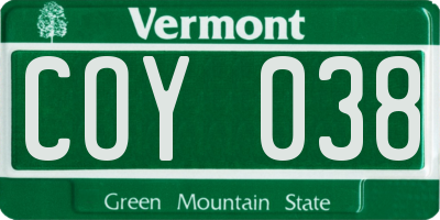 VT license plate COY038