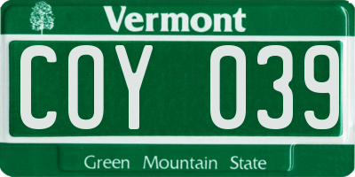 VT license plate COY039